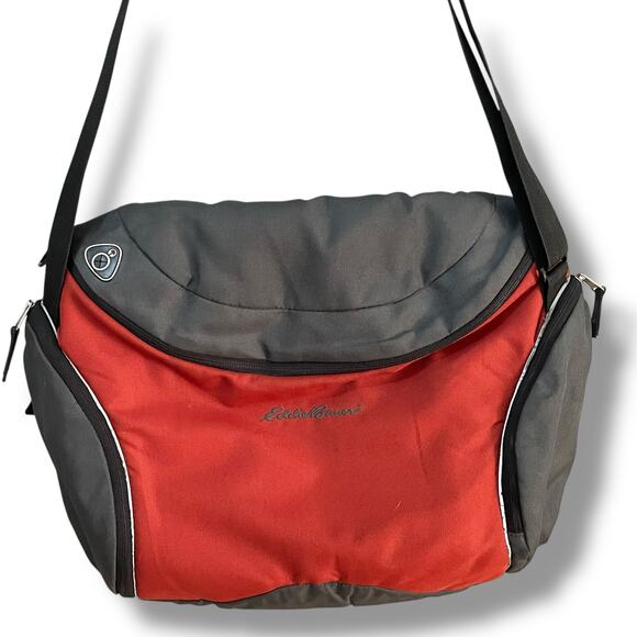 Eddie Bauer Messenger Bag Laptop Computer Crossbody Travel Office Carry On Gray - Picture 4 of 11